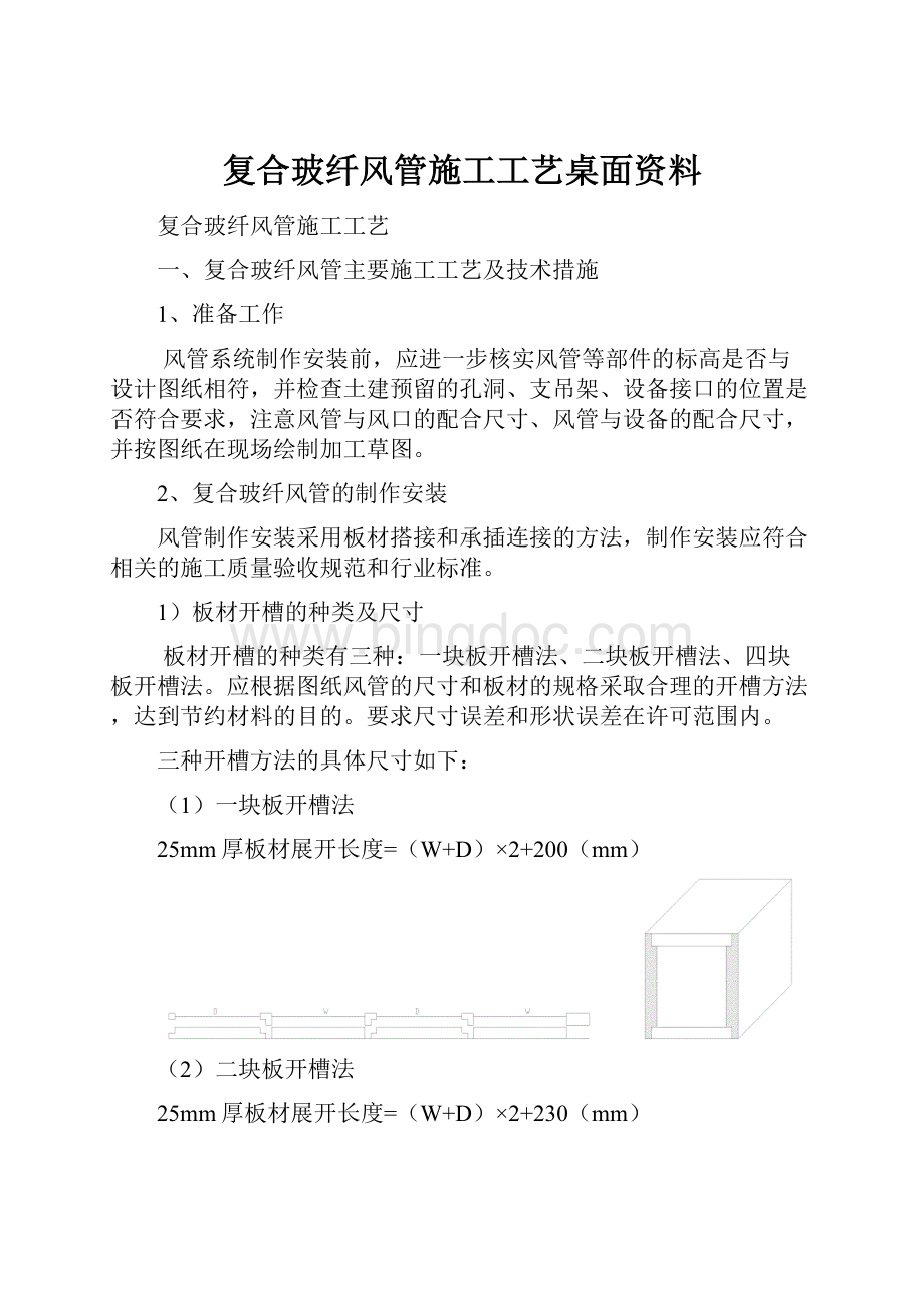 复合玻纤风管施工工艺桌面资料.docx