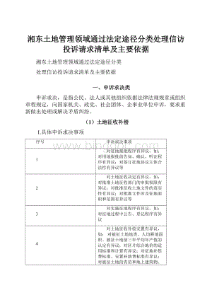 湘东土地管理领域通过法定途径分类处理信访投诉请求清单及主要依据.docx