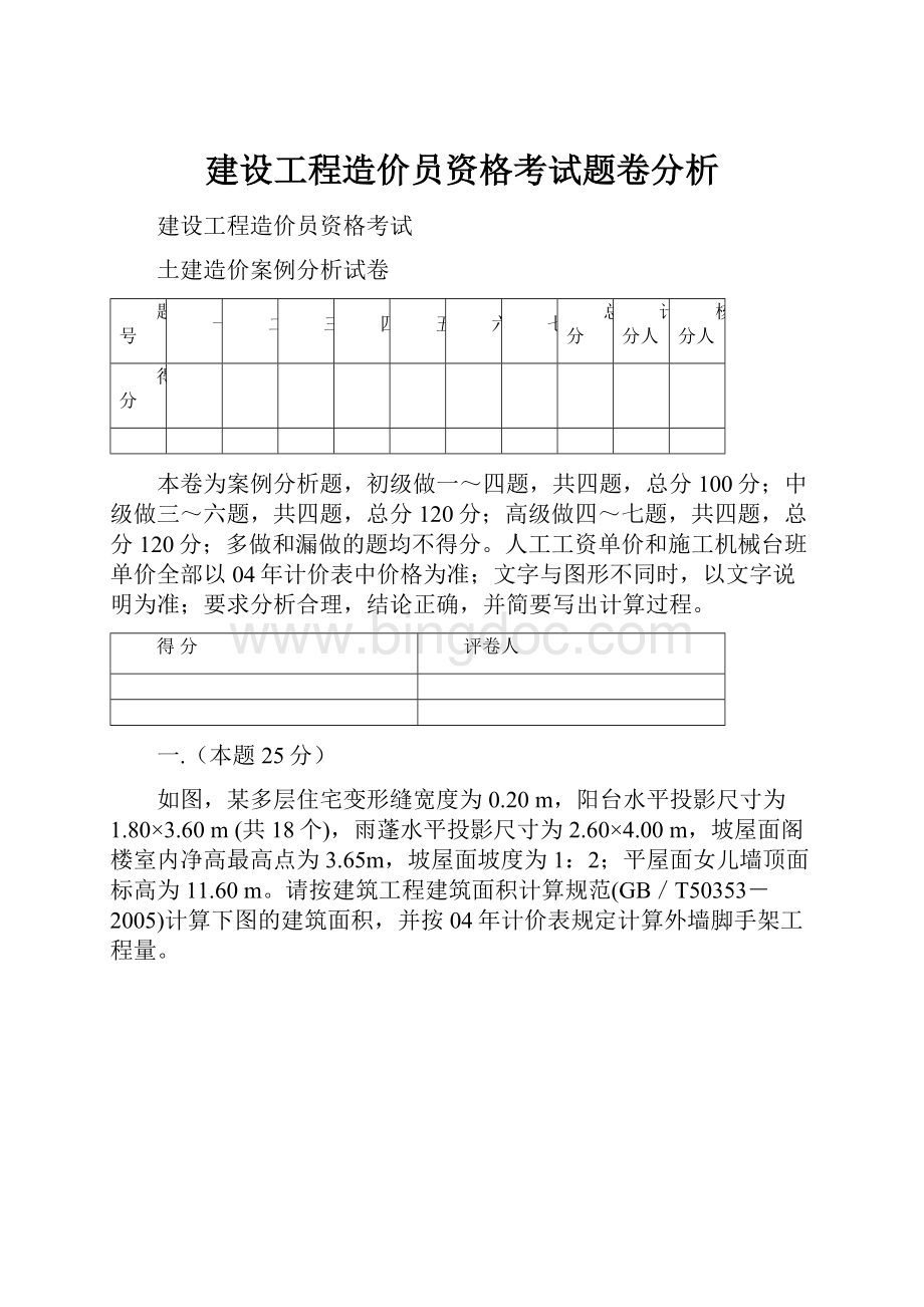 建设工程造价员资格考试题卷分析.docx