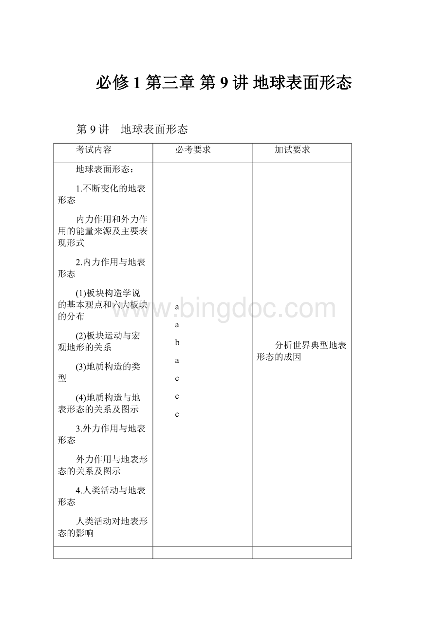 必修1 第三章第9讲 地球表面形态.docx