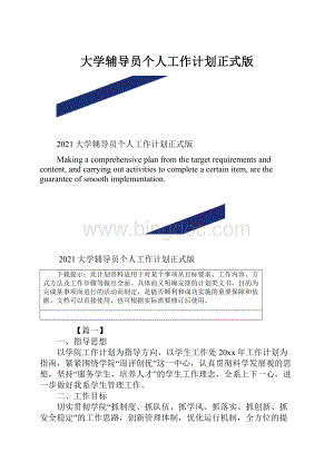 大学辅导员个人工作计划正式版.docx