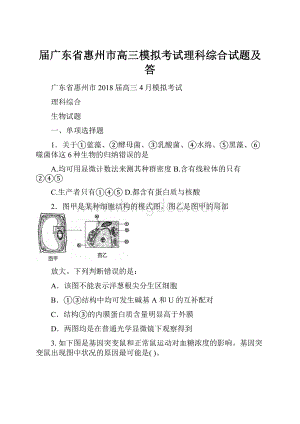 届广东省惠州市高三模拟考试理科综合试题及答.docx