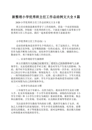 新整理小学优秀班主任工作总结例文大全5篇.docx