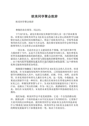 欧美同学聚会致辞.docx