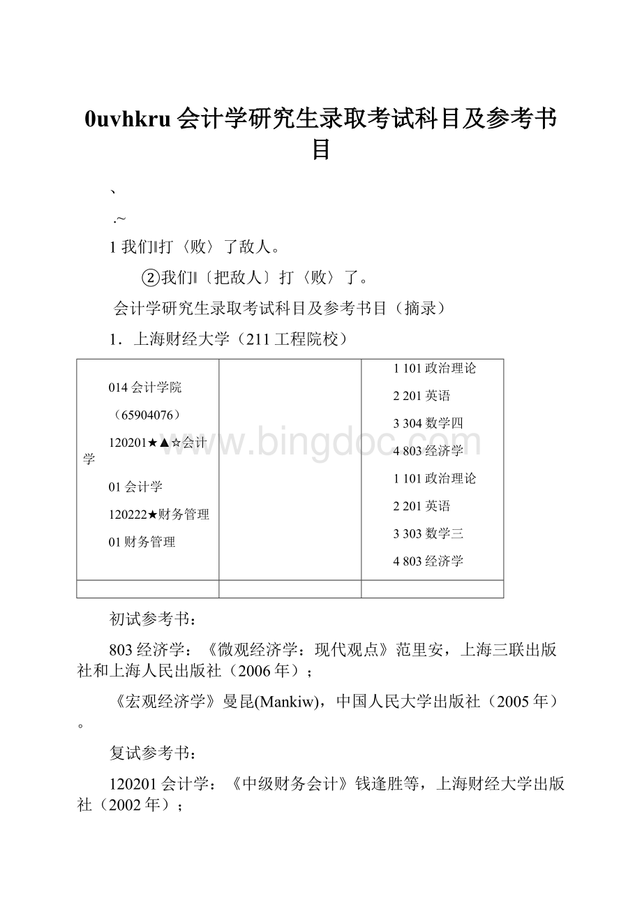 0uvhkru会计学研究生录取考试科目及参考书目.docx_第1页