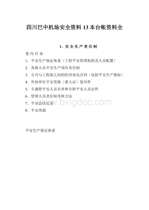 四川巴中机场安全资料13本台帐资料全.docx