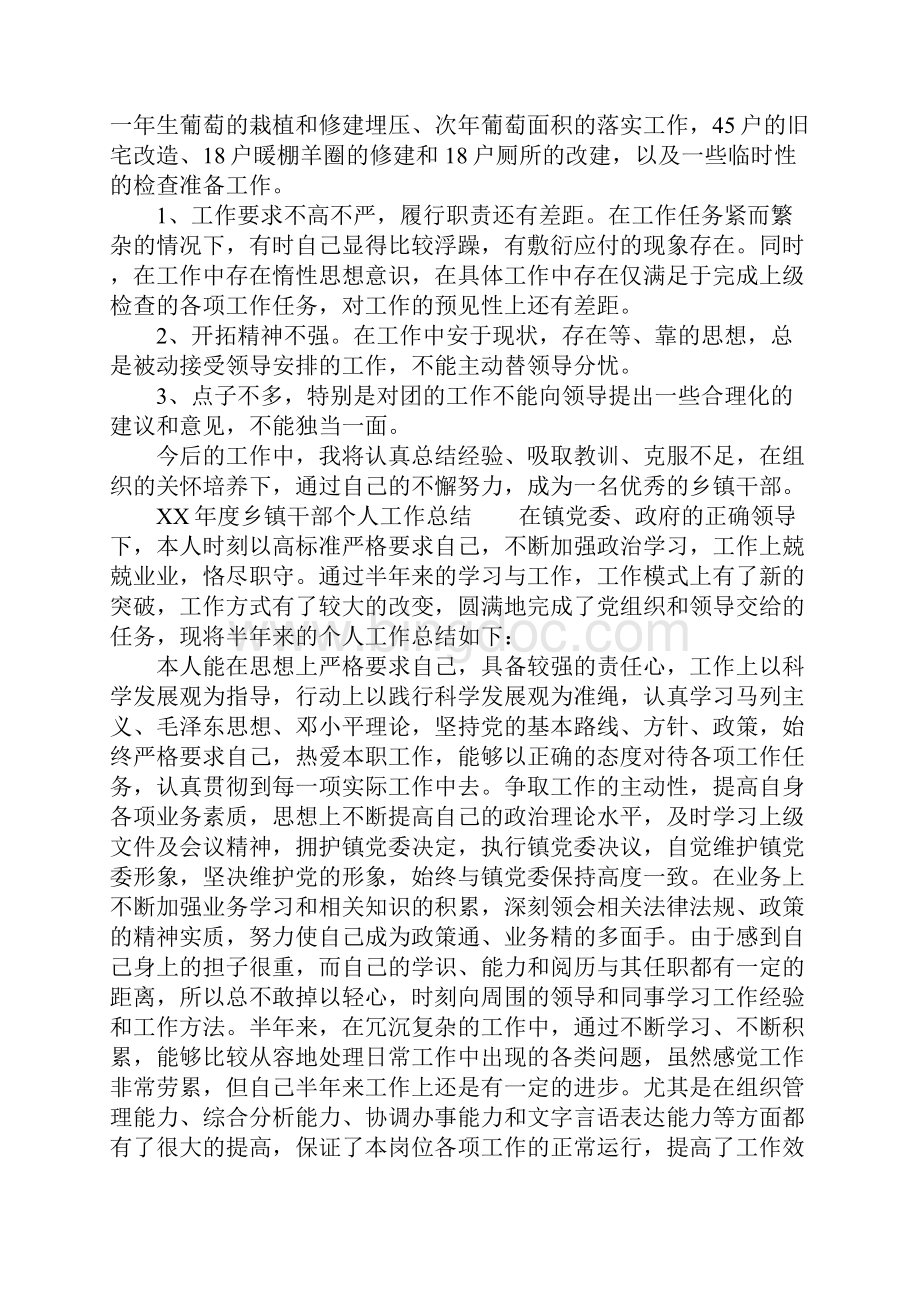 XX年度乡镇干部个人工作总结精选.docx_第2页