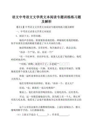 语文中考语文文学类文本阅读专题训练练习题及解析.docx