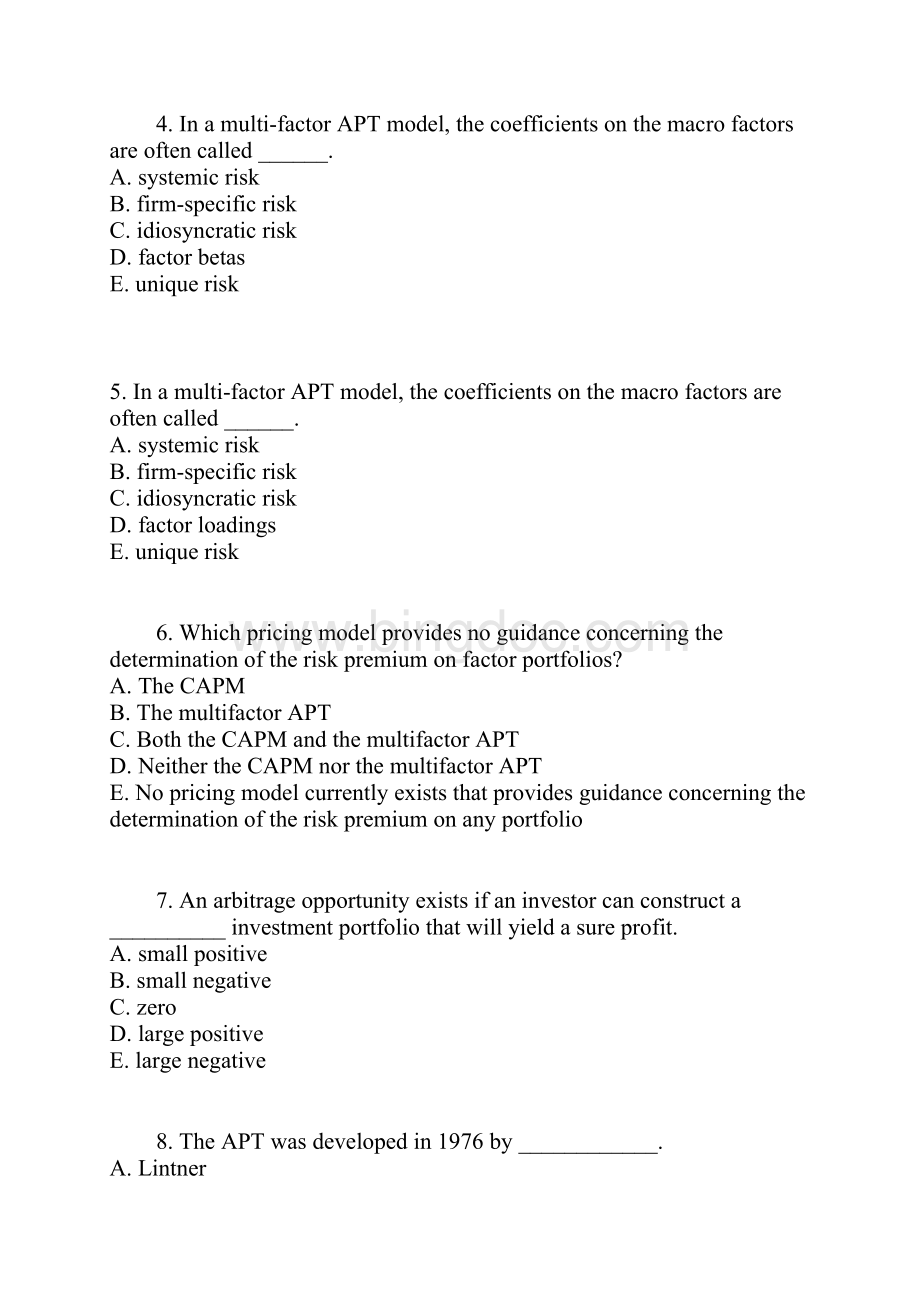 投资学课后答案解析APT.docx_第2页