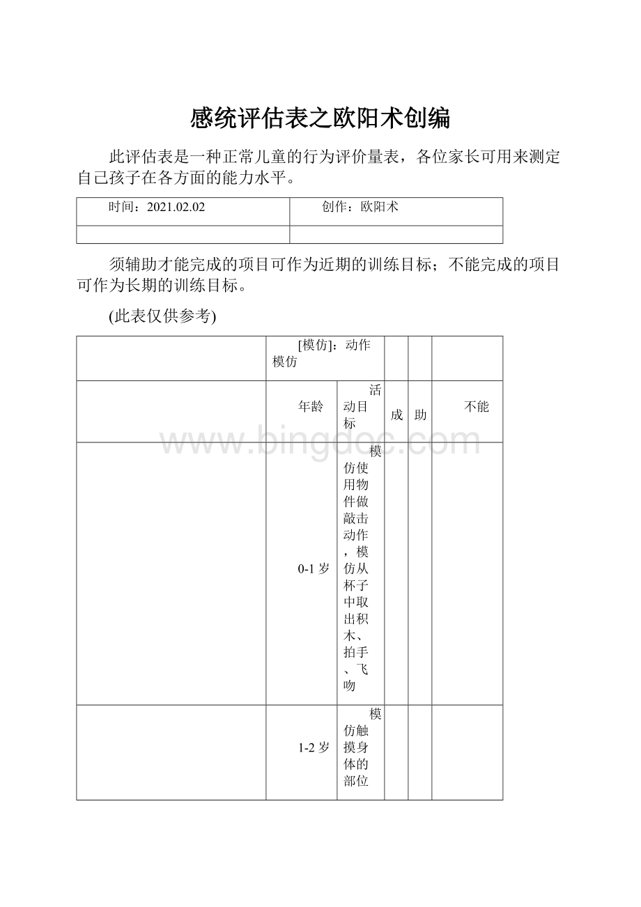 感统评估表之欧阳术创编.docx