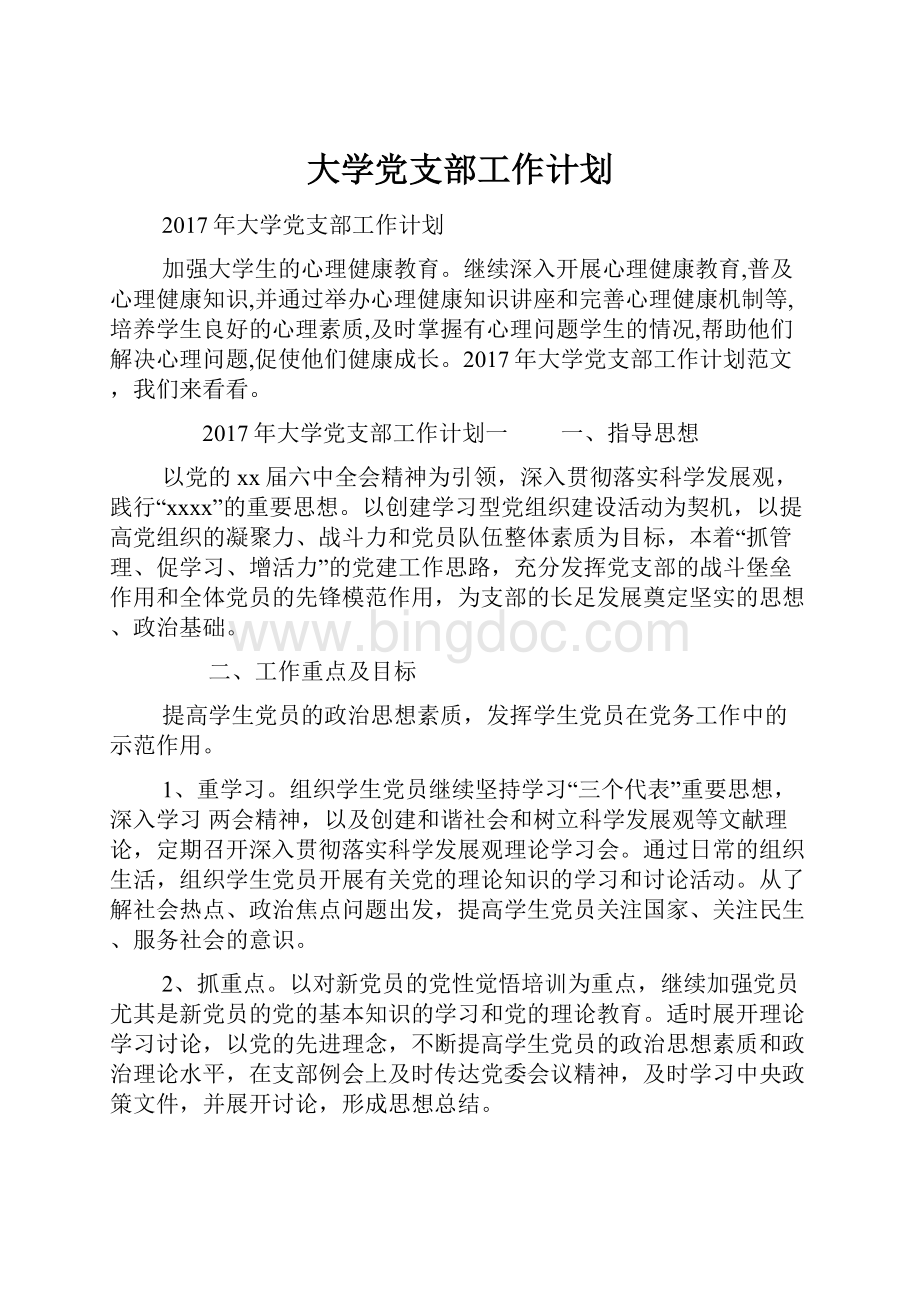 大学党支部工作计划.docx