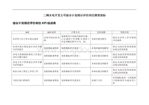 二滩水电开发公司综合计划部后评价岗位绩效指标.docx