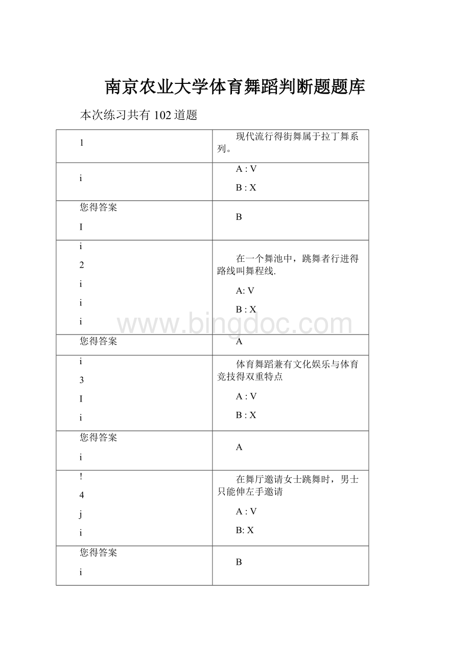 南京农业大学体育舞蹈判断题题库.docx_第1页