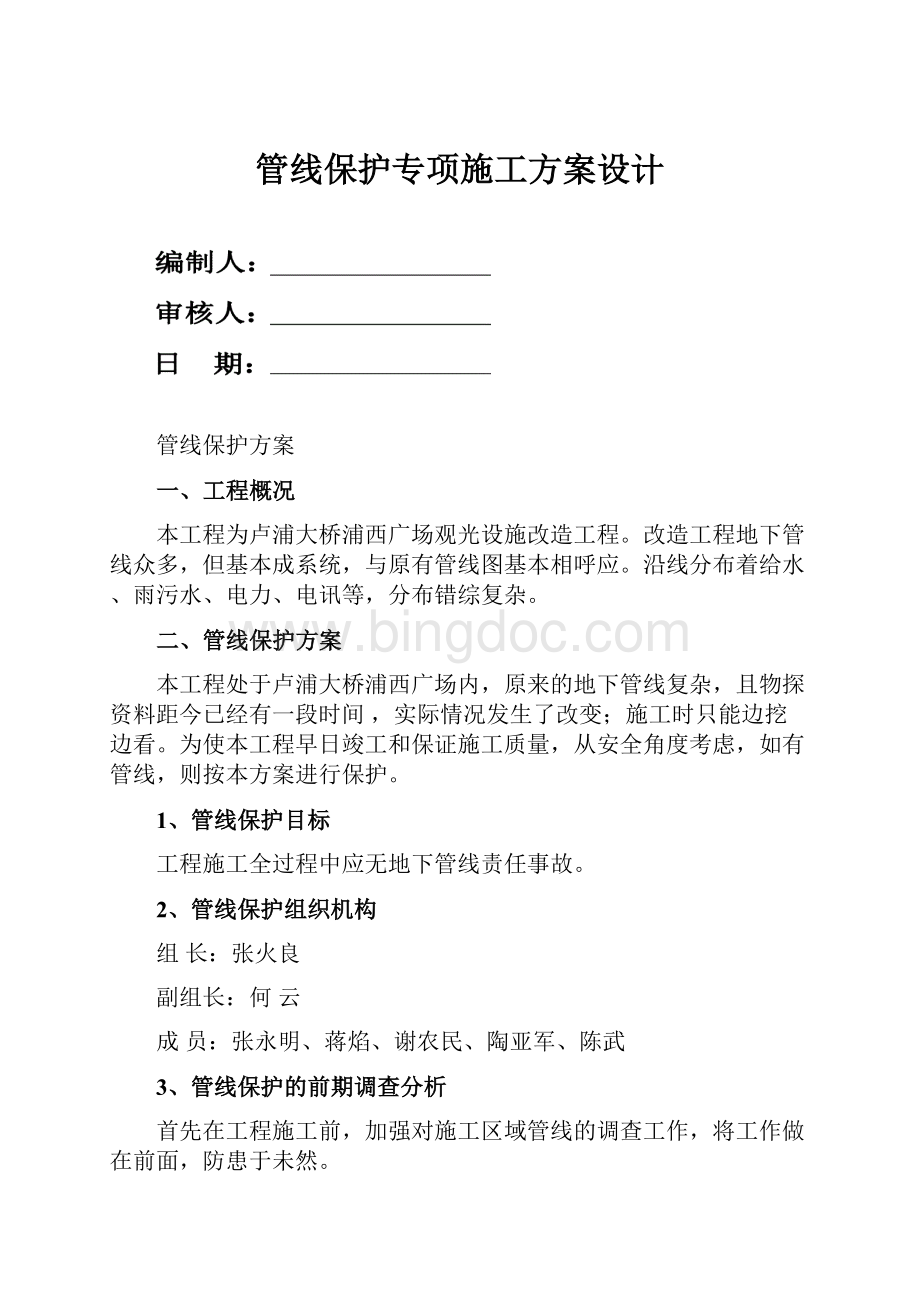 管线保护专项施工方案设计.docx_第1页