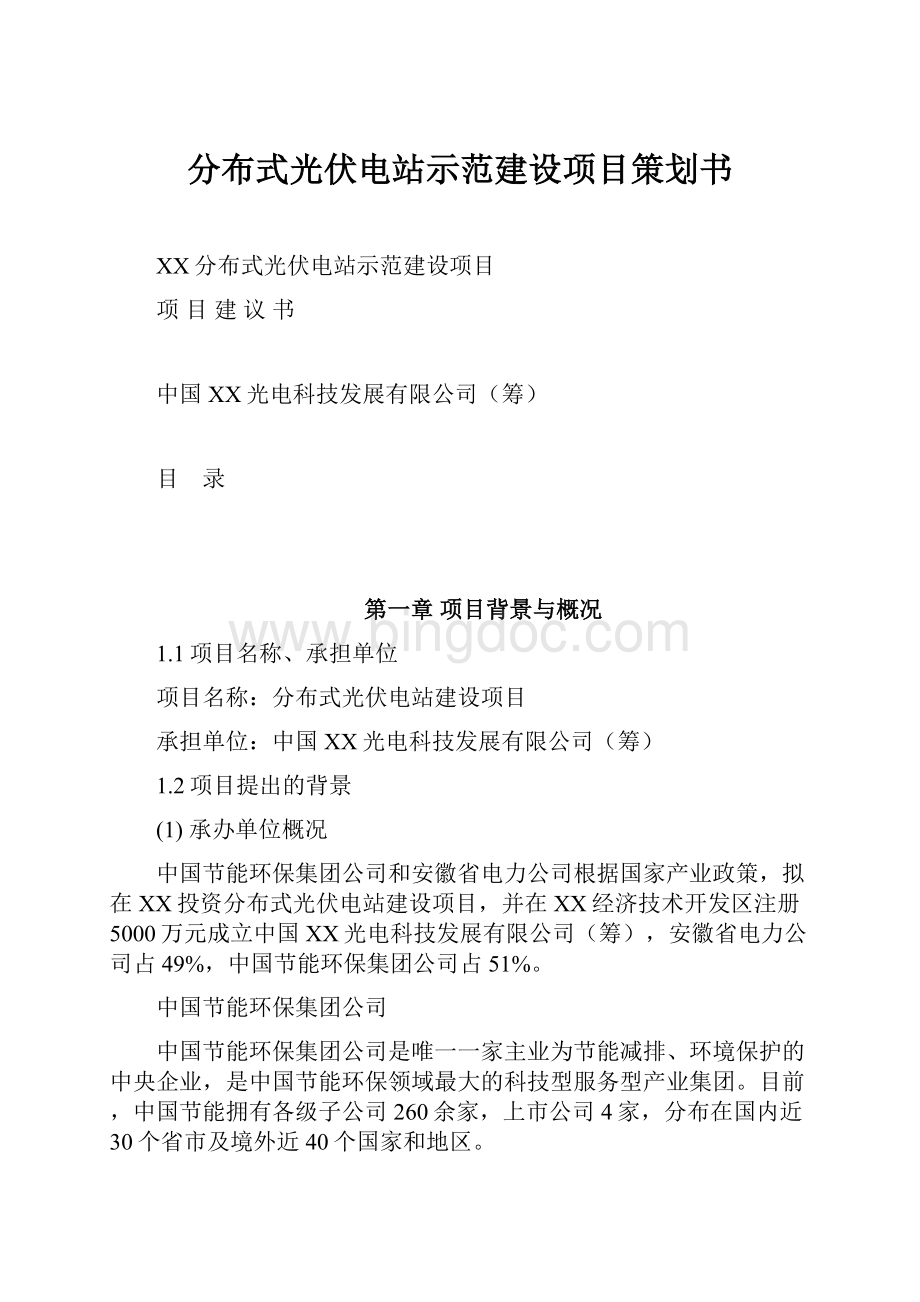 分布式光伏电站示范建设项目策划书.docx