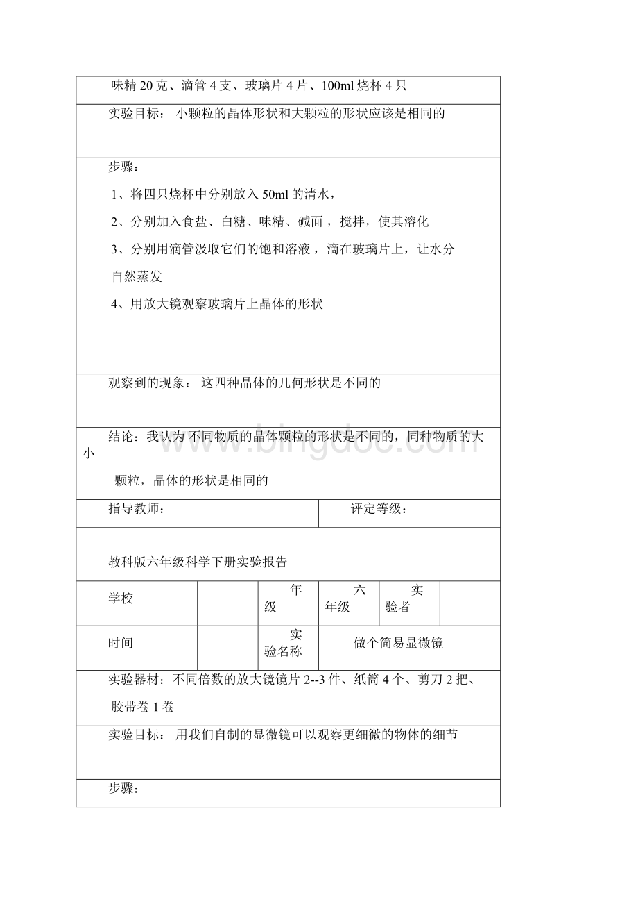 教科版六年级科学下册实验报告单全001.docx_第3页