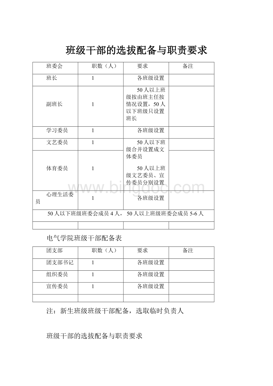 班级干部的选拔配备与职责要求.docx