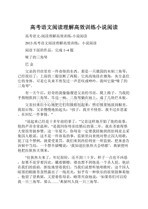 高考语文阅读理解高效训练小说阅读.docx