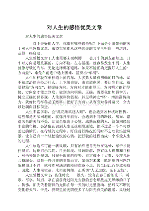 对人生的感悟优美文章.docx