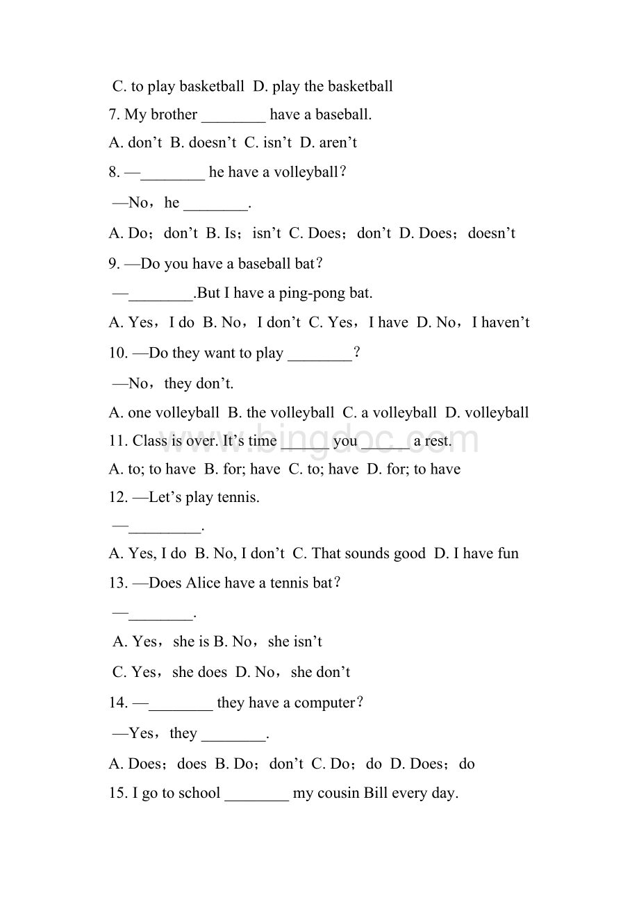 人教新目标英语七年级上册Unit5专项练习含答案.docx_第2页