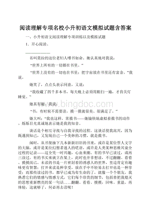 阅读理解专项名校小升初语文模拟试题含答案.docx