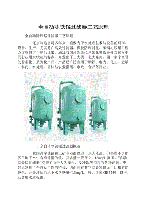 全自动除铁锰过滤器工艺原理.docx