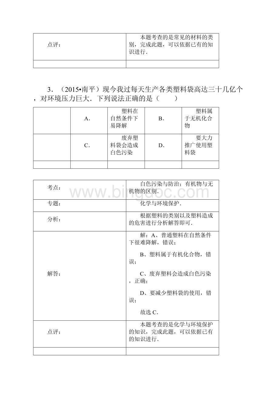 化学中考试题分类汇编化学与材料.docx_第3页