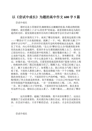 以《尝试中成长》为题的高中作文600字5篇.docx