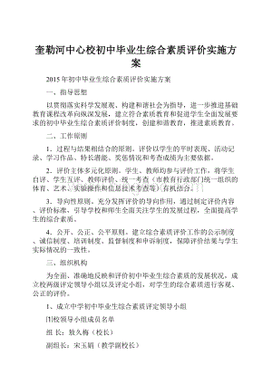 奎勒河中心校初中毕业生综合素质评价实施方案.docx