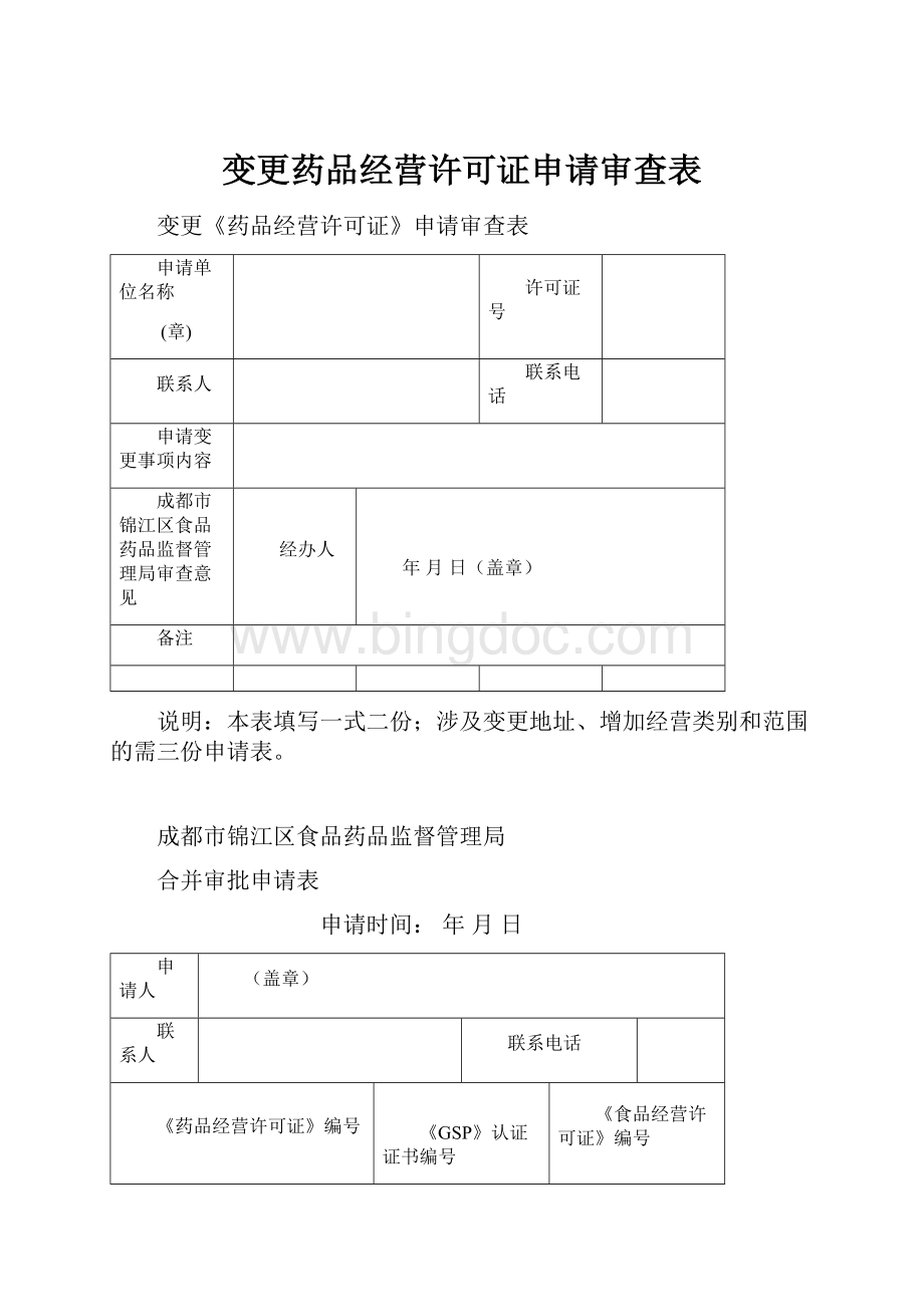 变更药品经营许可证申请审查表.docx