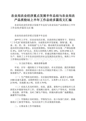 农业局农业经济重点发展半年总结与农业局农产品质检站上半年工作总结多篇范文汇编.docx