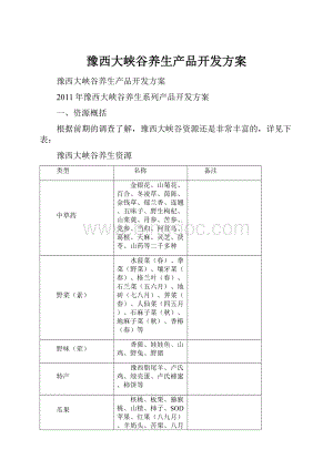 豫西大峡谷养生产品开发方案.docx