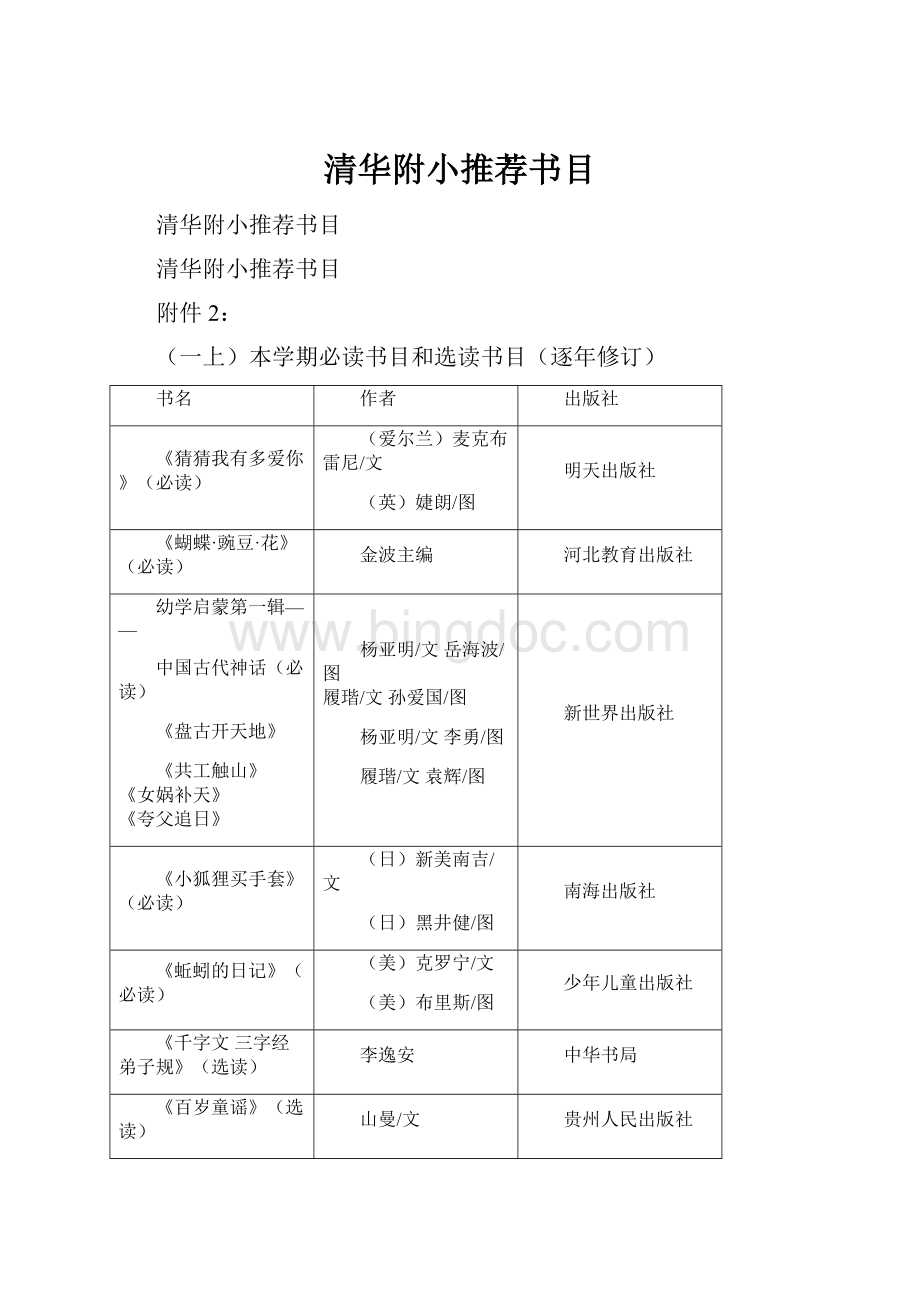 清华附小推荐书目.docx_第1页