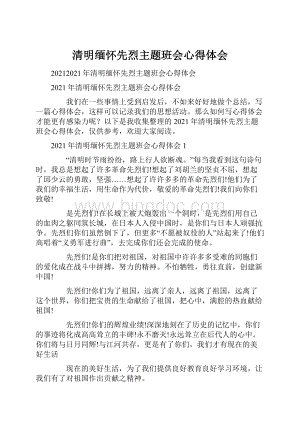 清明缅怀先烈主题班会心得体会.docx