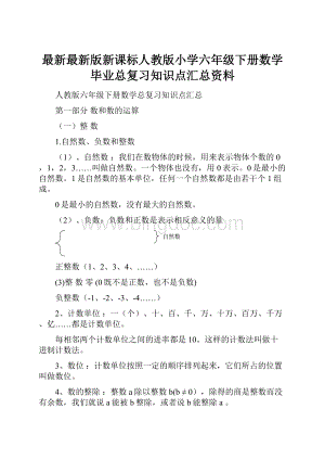 最新最新版新课标人教版小学六年级下册数学毕业总复习知识点汇总资料.docx