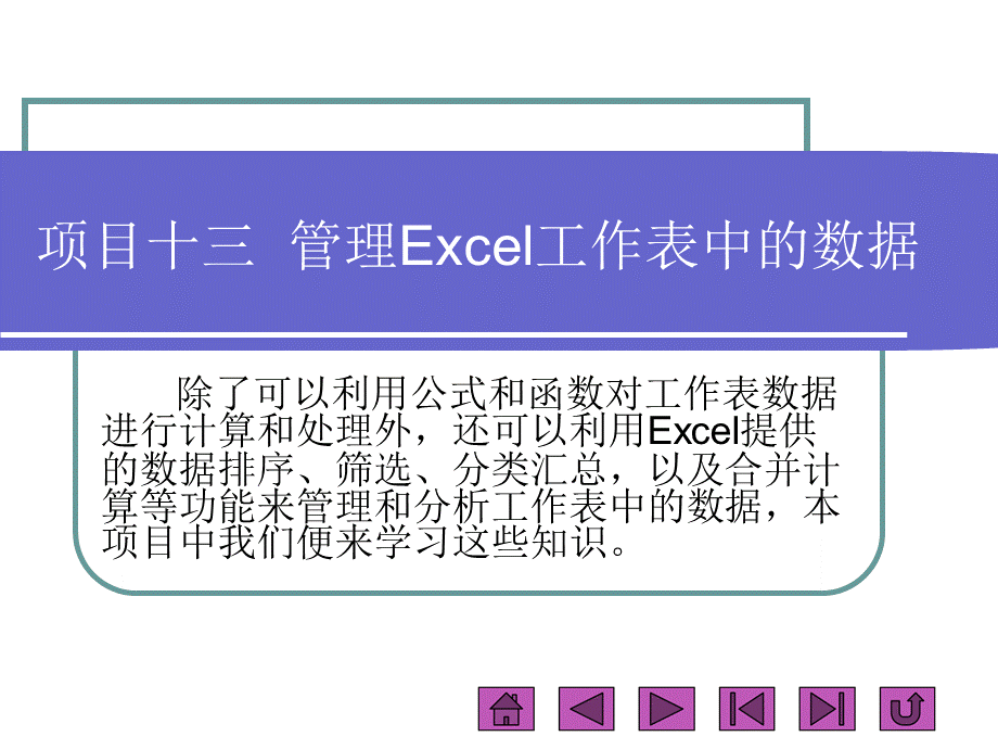 十三管理Excel工作表中的数据.pptx_第1页