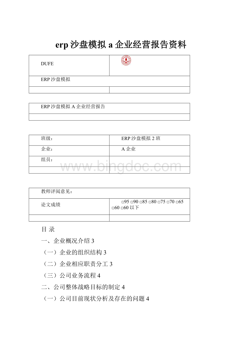 erp沙盘模拟a企业经营报告资料.docx_第1页