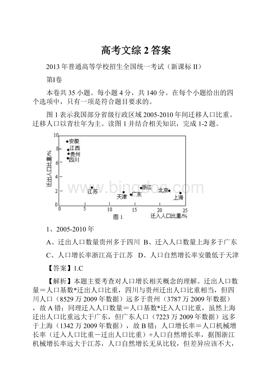 高考文综2答案.docx