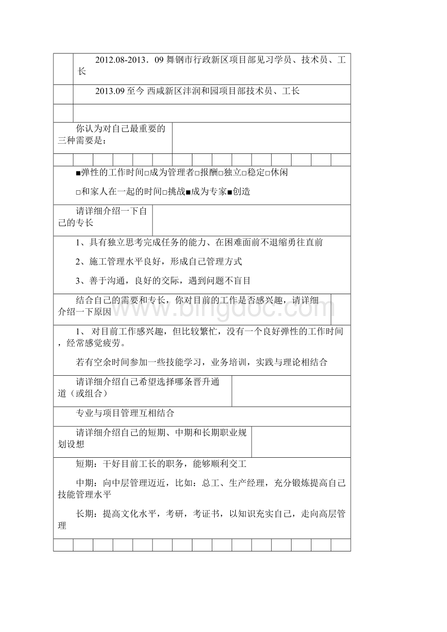 员工职业生涯规划表附表12.docx_第2页