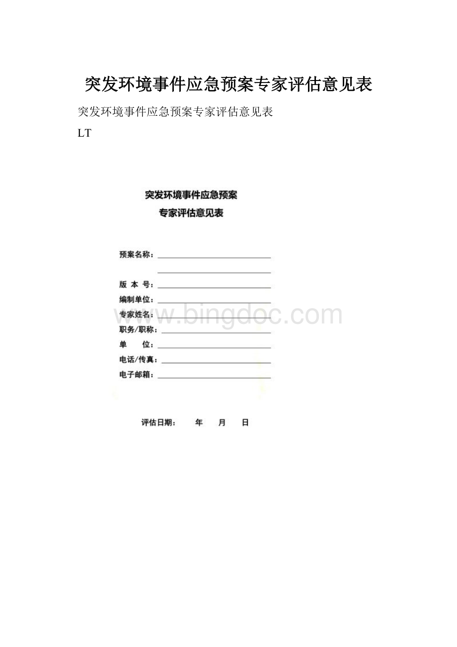 突发环境事件应急预案专家评估意见表.docx