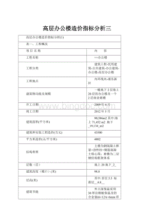 高层办公楼造价指标分析三.docx