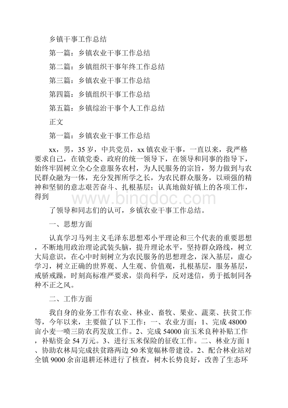 乡镇工委工作规划与乡镇干事工作总结汇编.docx_第2页