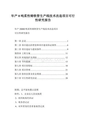 年产 0 吨柔性铸铁管生产线技术改造项目可行性研究报告.docx