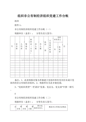 组织非公有制经济组织党建工作台帐.docx