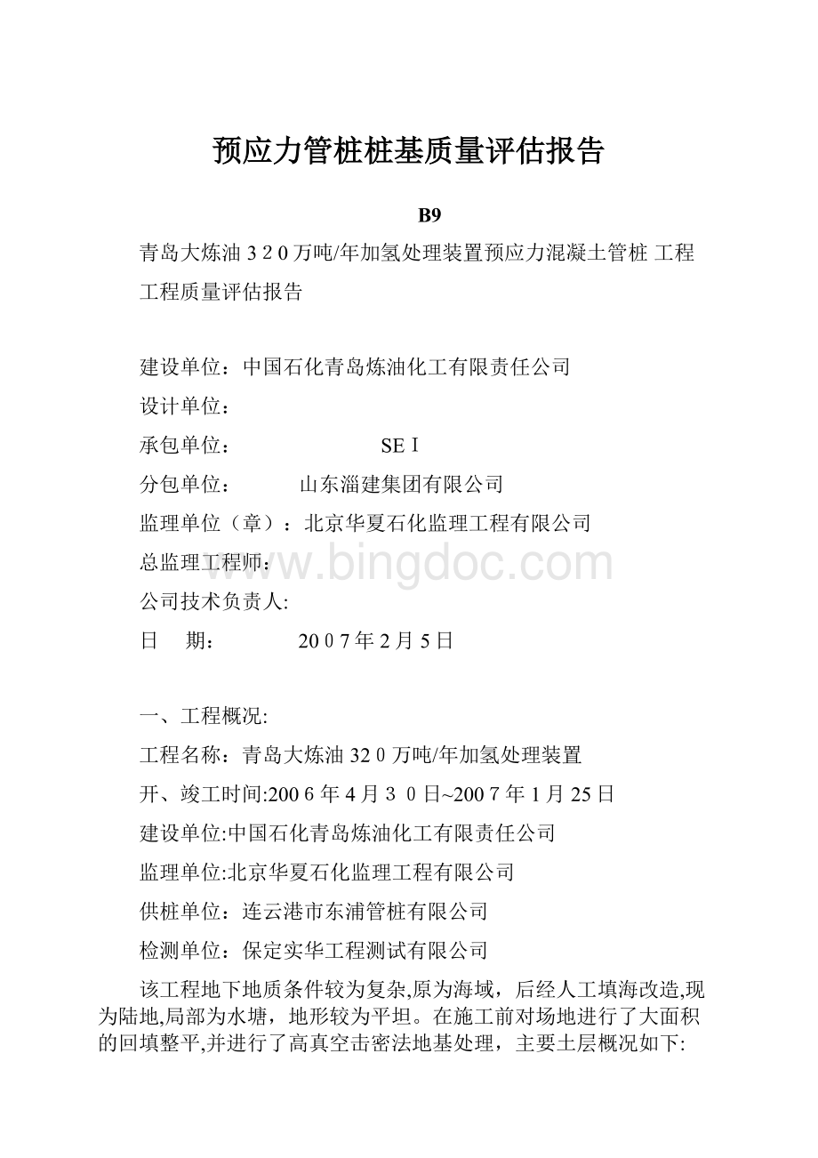 预应力管桩桩基质量评估报告.docx_第1页