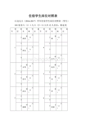 住宿学生床位对照表.docx