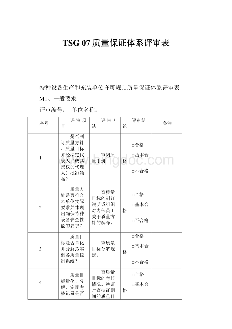 TSG 07质量保证体系评审表.docx