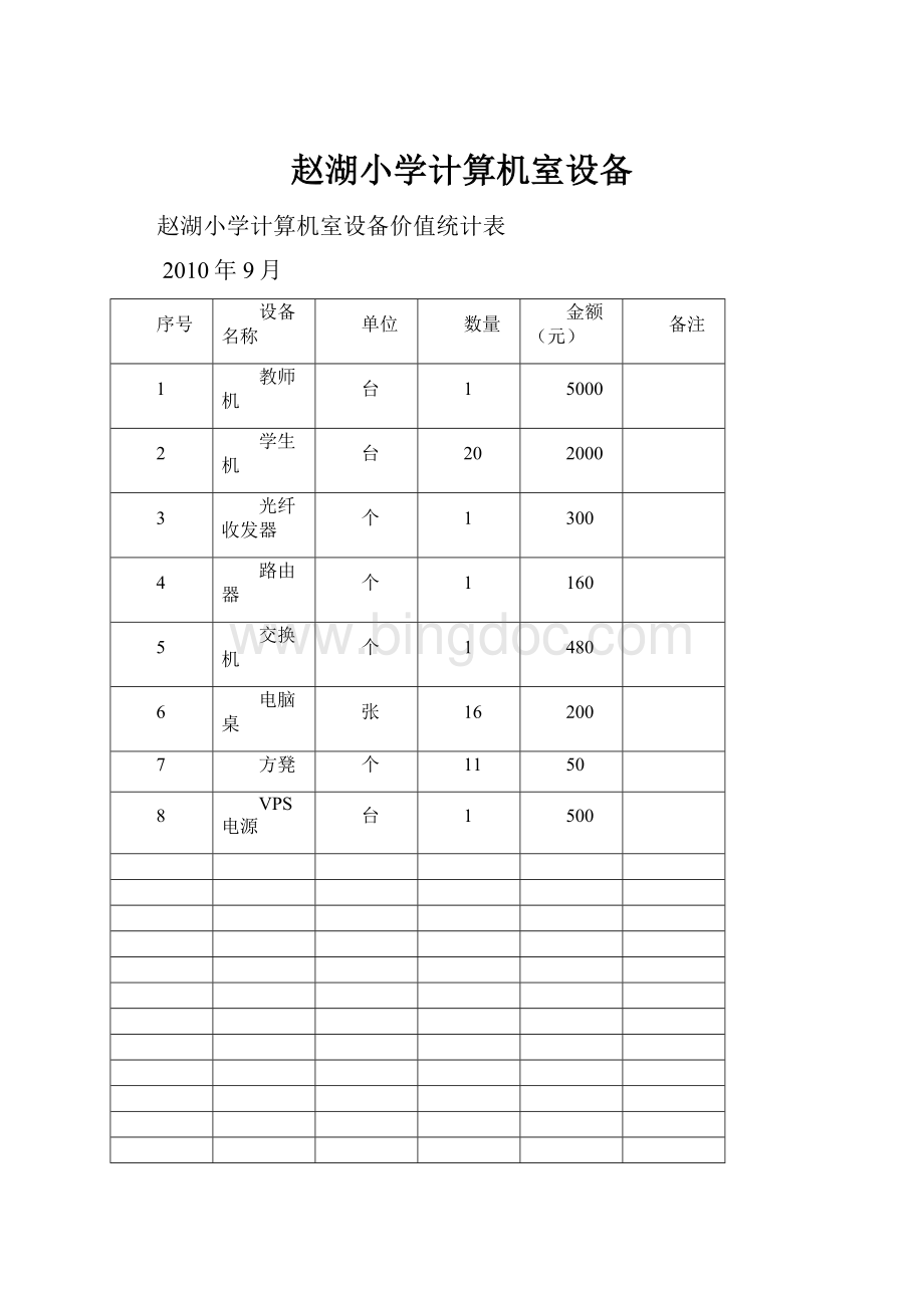 赵湖小学计算机室设备.docx_第1页
