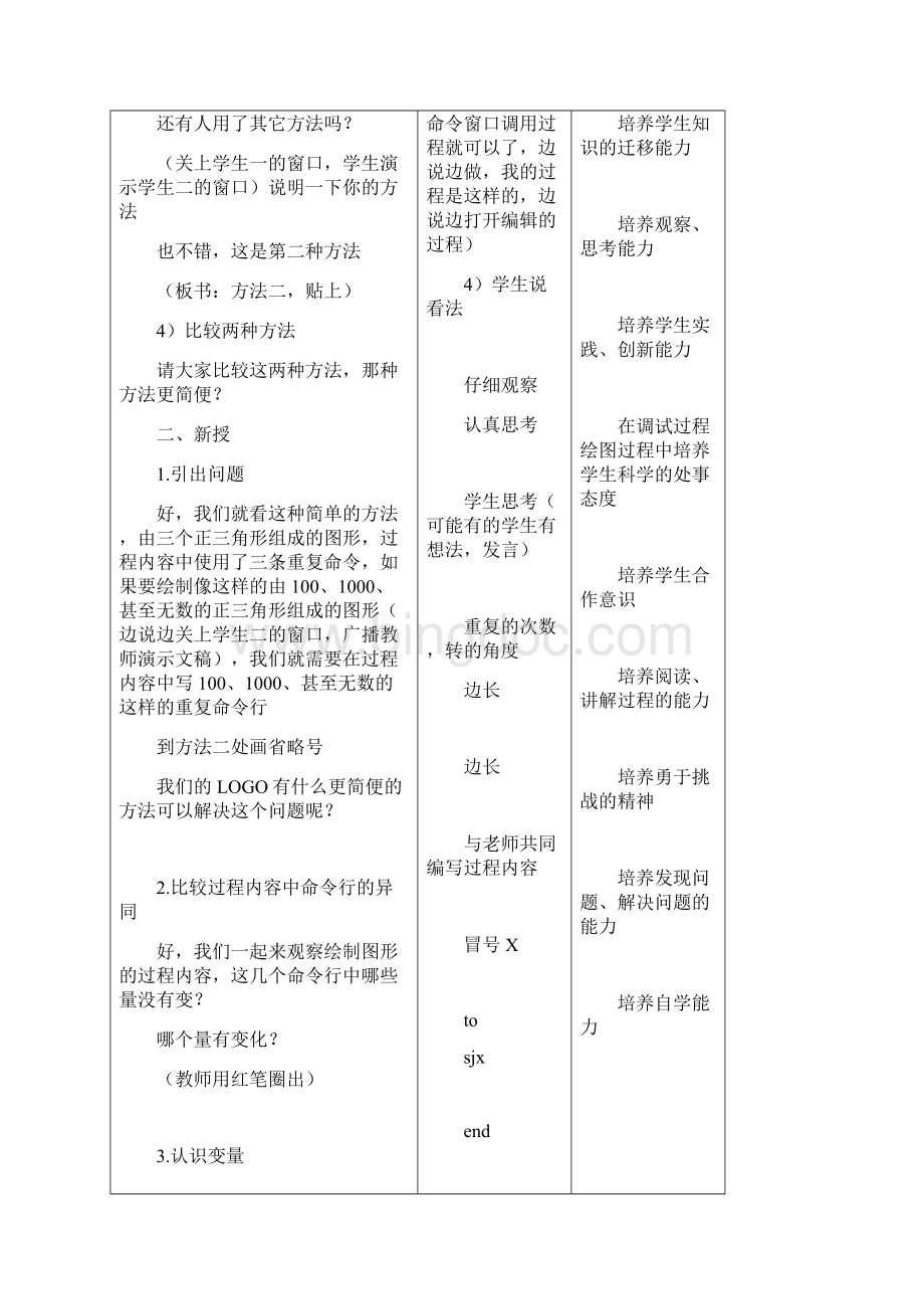 小学信息技术第三册 第19课带变量的过程第1课时教案 北京版.docx_第3页