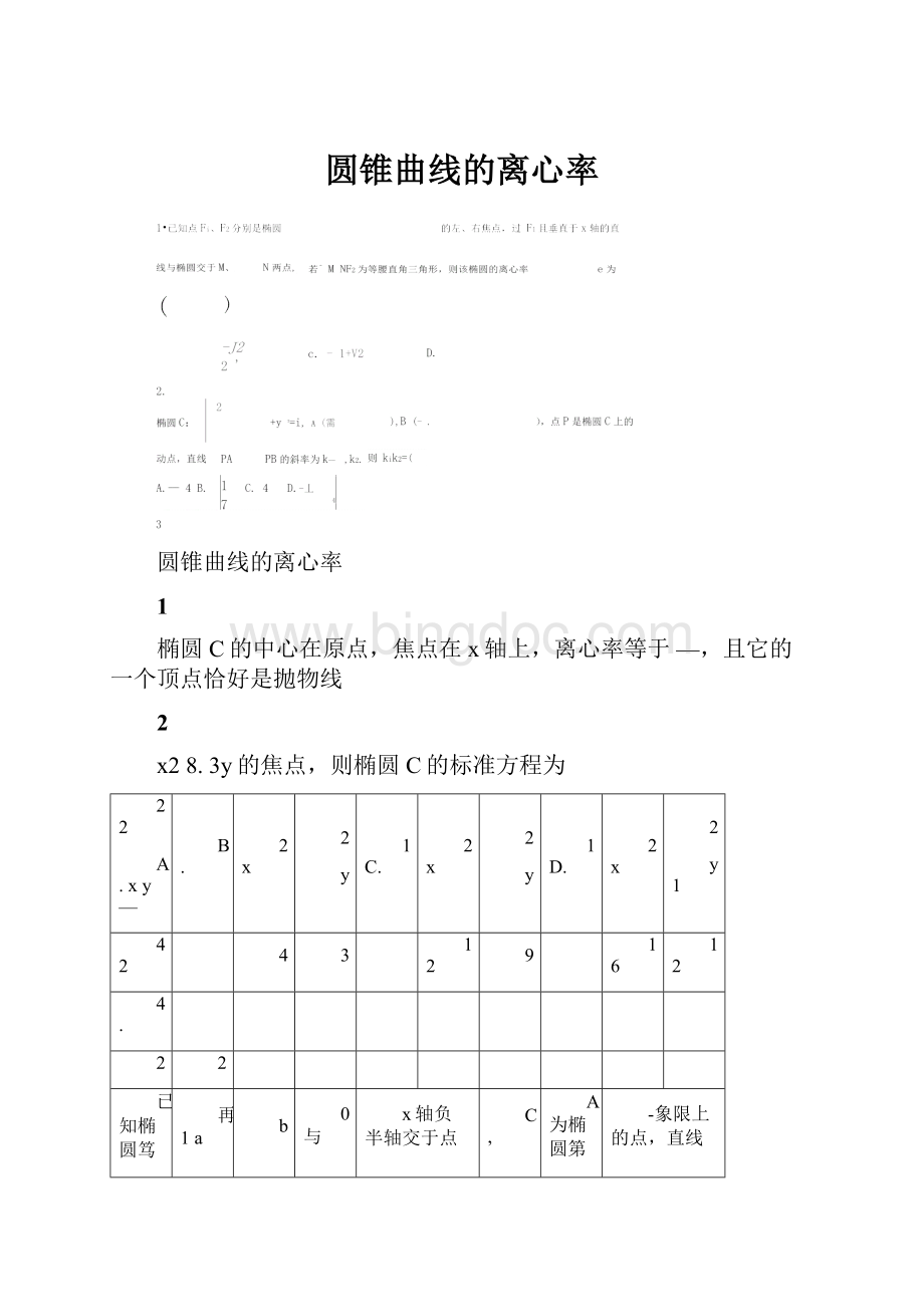 圆锥曲线的离心率.docx_第1页